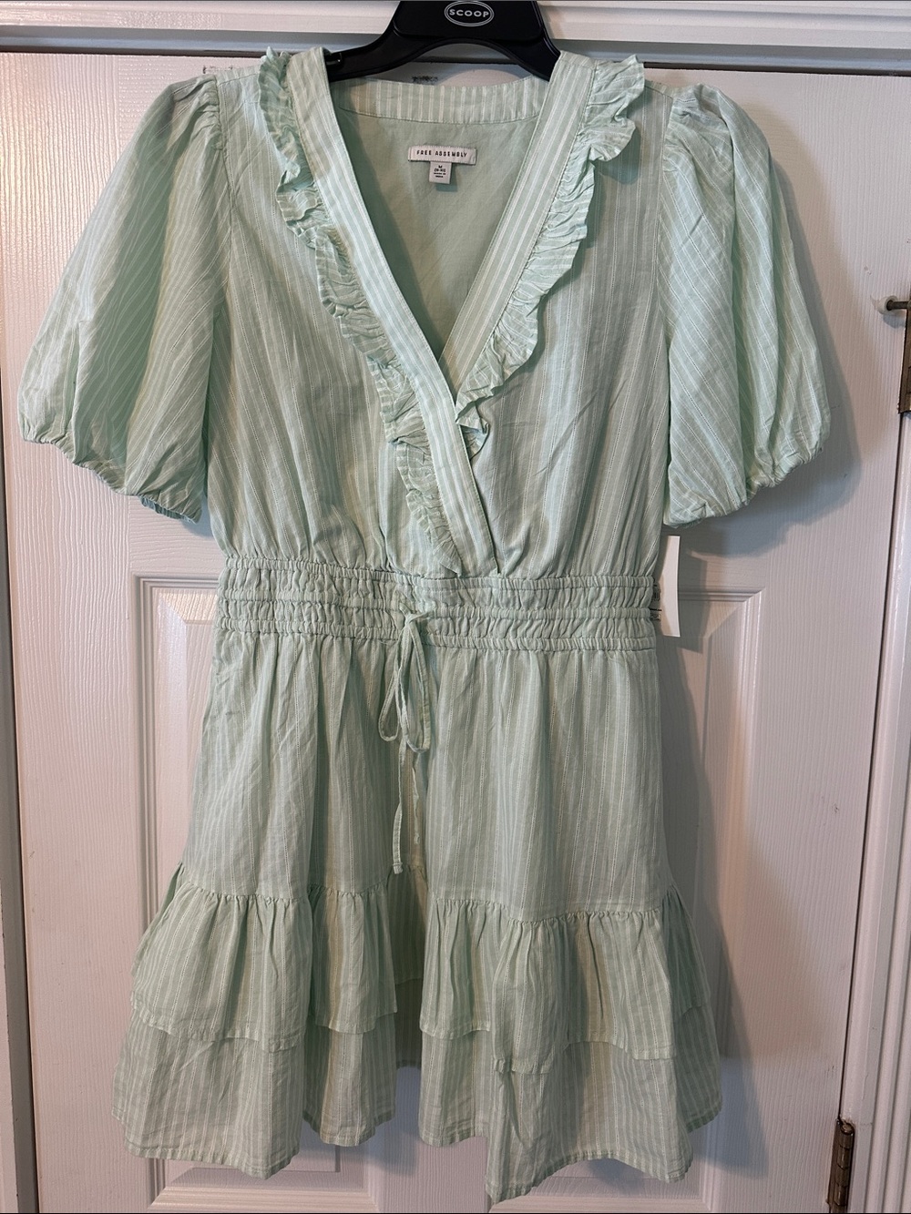 Soft Mint Ruffle Wrap  Dress - Free Assembly (M)
